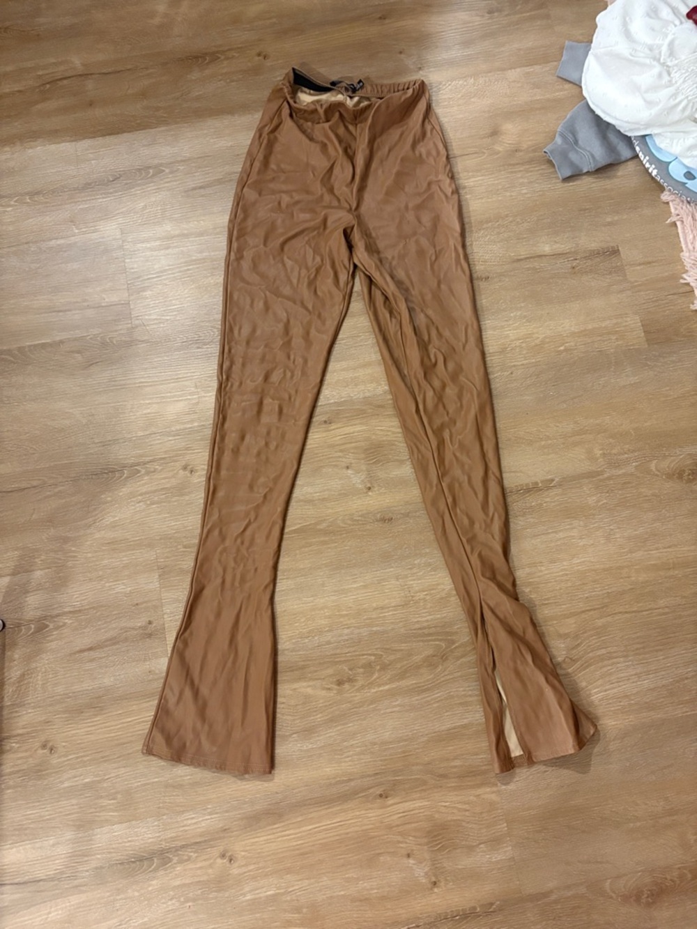 PrettyLittleThing Brown Sheer Flared Pants